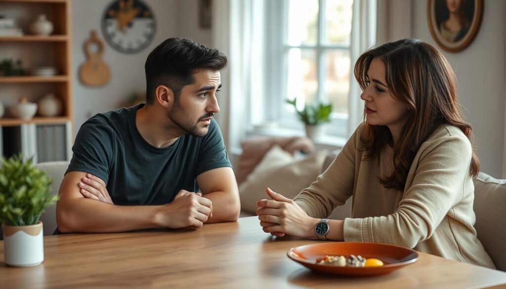 Para podczas poważnej rozmowy o kłamstwie w związku