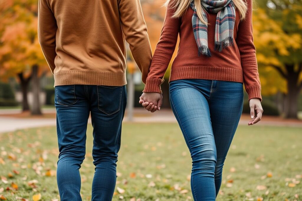 Para trzymająca się za ręce podczas spaceru, rzecz która może wzniecić ogień to codzienny dotyk