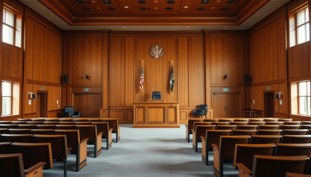 Sala sądowa podczas procesu polskiego oszusta z tindera